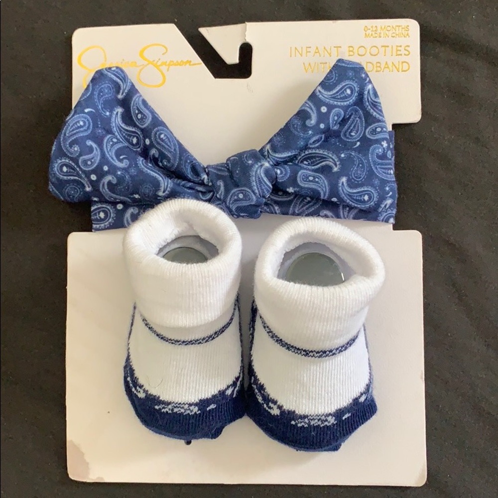 Baby socks and head bow.